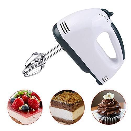 Electric 7 Speed Hand Mixer – Stainless Steel Beater & Dough Hook Attachments | High-Speed Blender for Smoothies, Cakes, Eggs, and Kitchen Mixing
