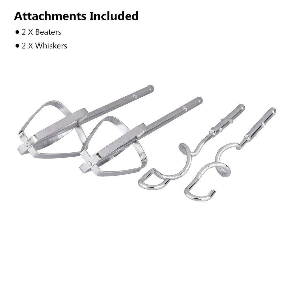 Electric 7 Speed Hand Mixer – Stainless Steel Beater & Dough Hook Attachments | High-Speed Blender for Smoothies, Cakes, Eggs, and Kitchen Mixing