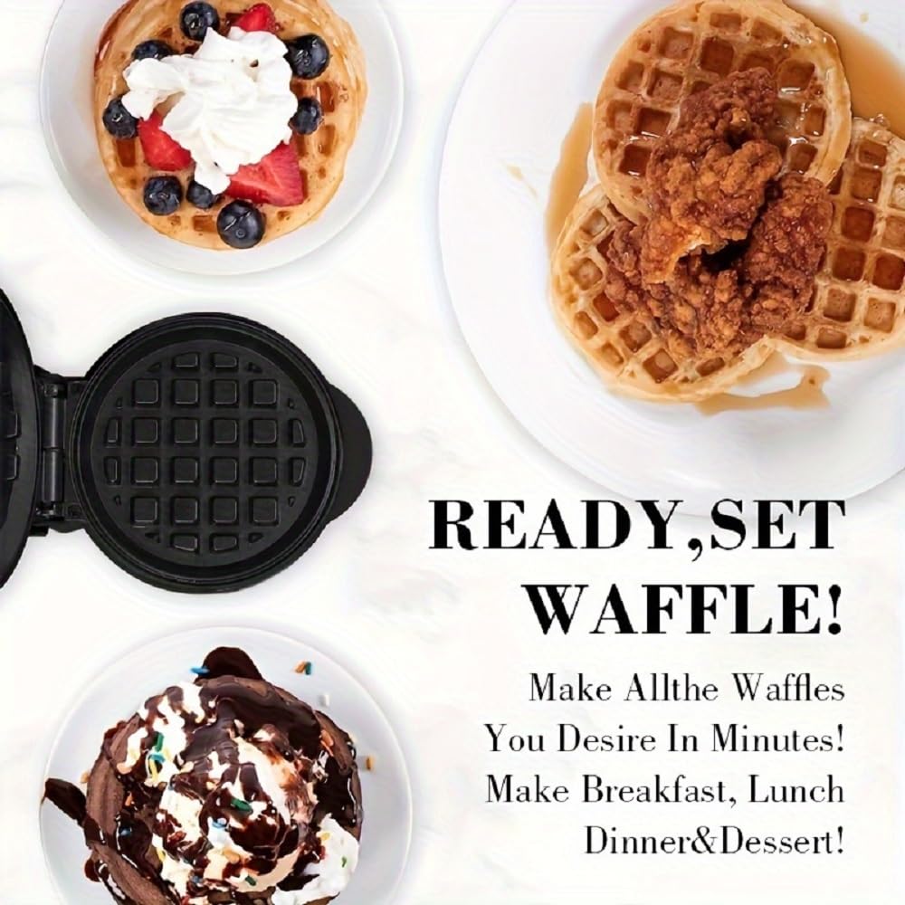 Mini Waffle Maker – Non-Stick Compact Waffle Iron for Homemade Golden Waffles