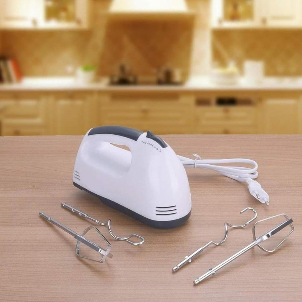 Electric 7 Speed Hand Mixer – Stainless Steel Beater & Dough Hook Attachments | High-Speed Blender for Smoothies, Cakes, Eggs, and Kitchen Mixing