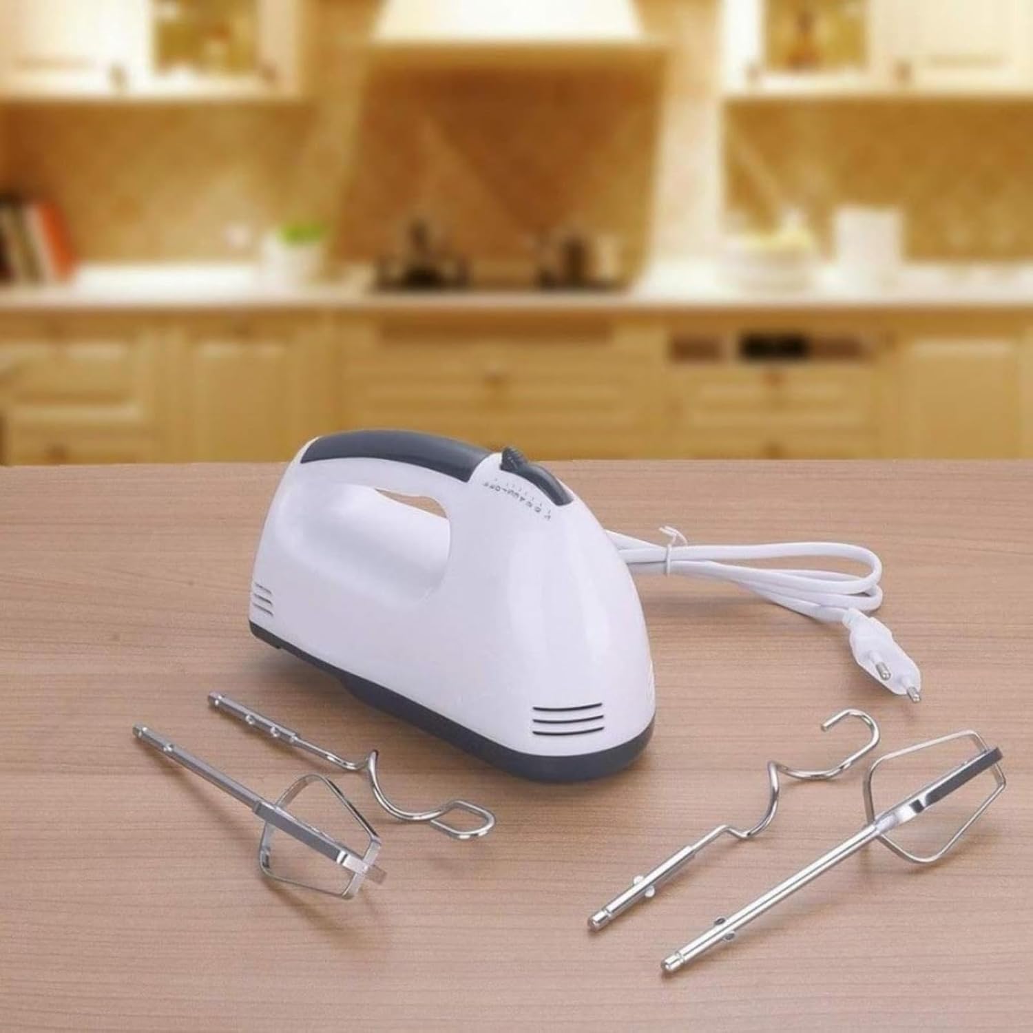 Electric 7 Speed Hand Mixer – Stainless Steel Beater & Dough Hook Attachments | High-Speed Blender for Smoothies, Cakes, Eggs, and Kitchen Mixing