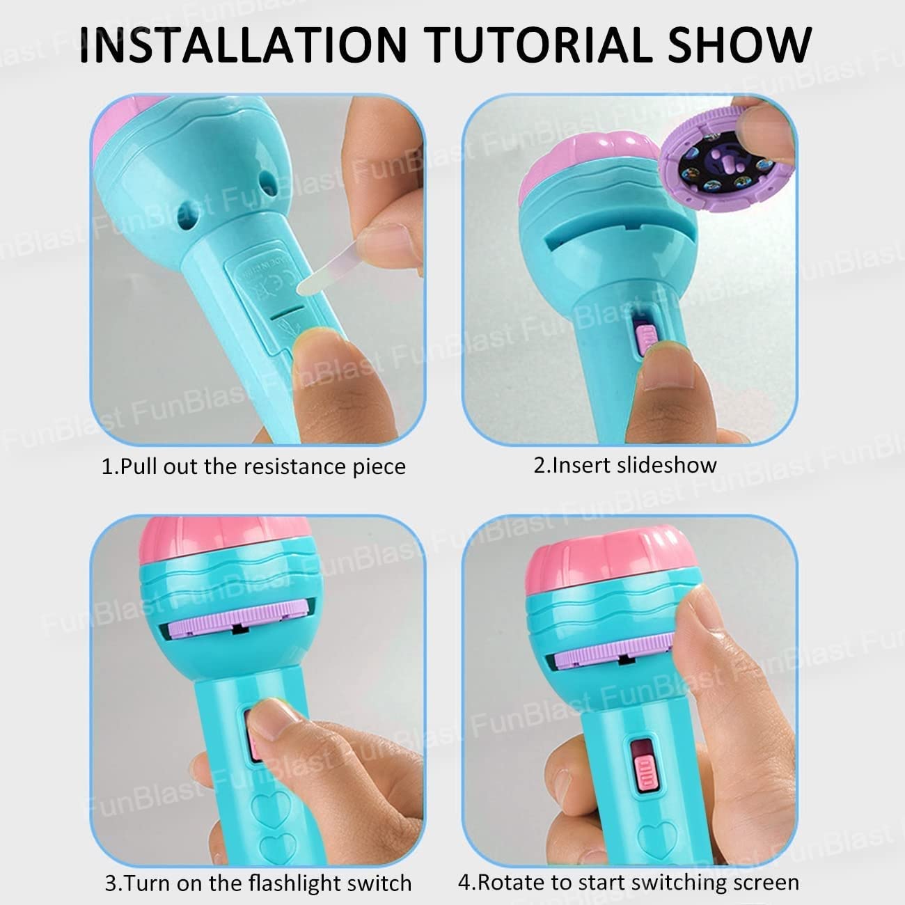 Magical Kids Projection Flashlight (AT 50% OFF + 10% OFF + FREE SHIPPING) – Fun Cartoon Story Projector Toy (With 3 Slides) – Best Gift for Kids