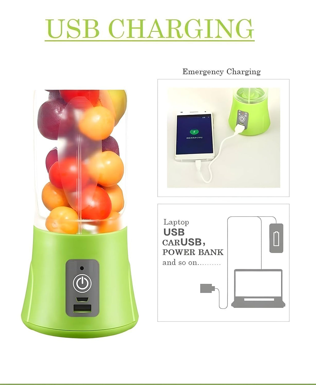 Portable USB Blender (380ml) – Make 12 Shakes per Charge | 50% OFF