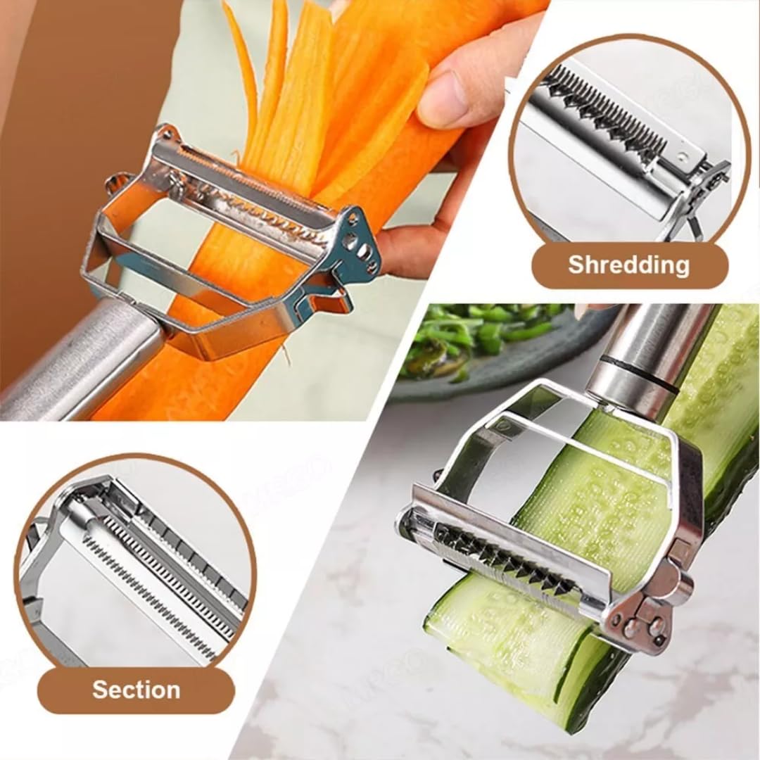 Premium Stainless Steel Multi-Functional Vegetable Peeler – Effortless Slicing, Peeling & Julienne Cutter – Sharp, Durable, Easy to Clean – Must-Have Kitchen Tool