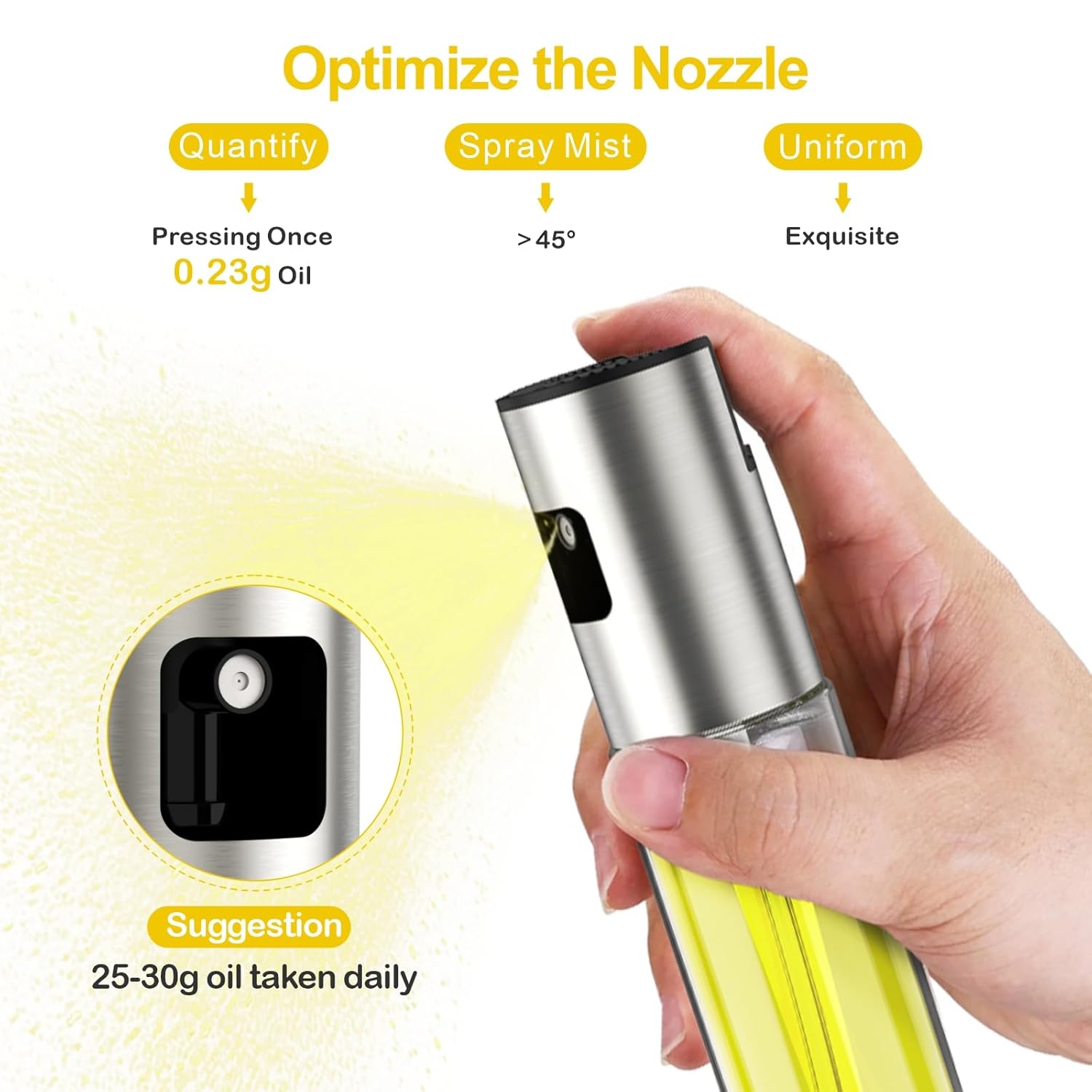 100ML Premium Olive Oil Sprayer for Cooking – Glass Oil Spray Bottle with 304 Stainless Steel