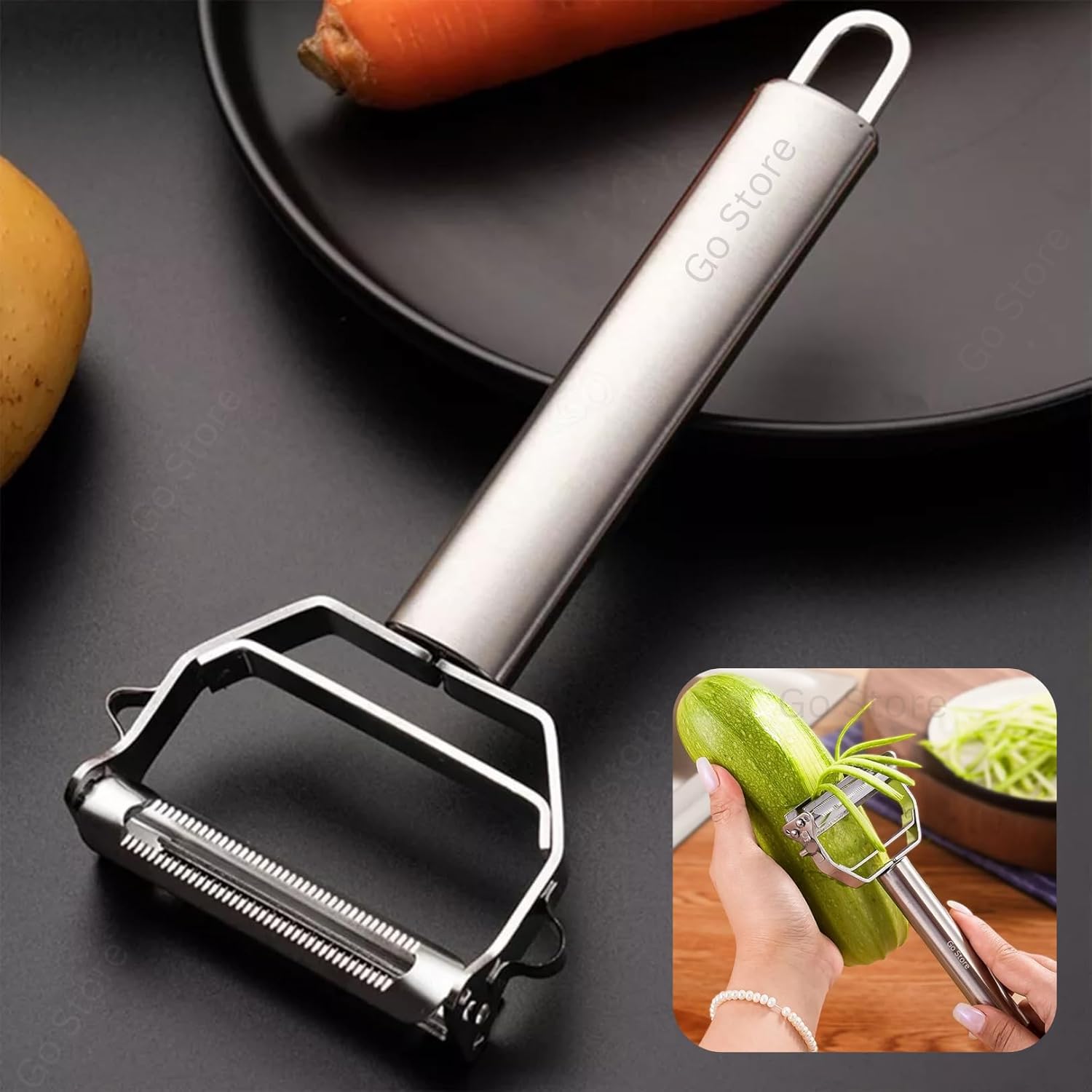 Premium Stainless Steel Multi-Functional Vegetable Peeler – Effortless Slicing, Peeling & Julienne Cutter – Sharp, Durable, Easy to Clean – Must-Have Kitchen Tool