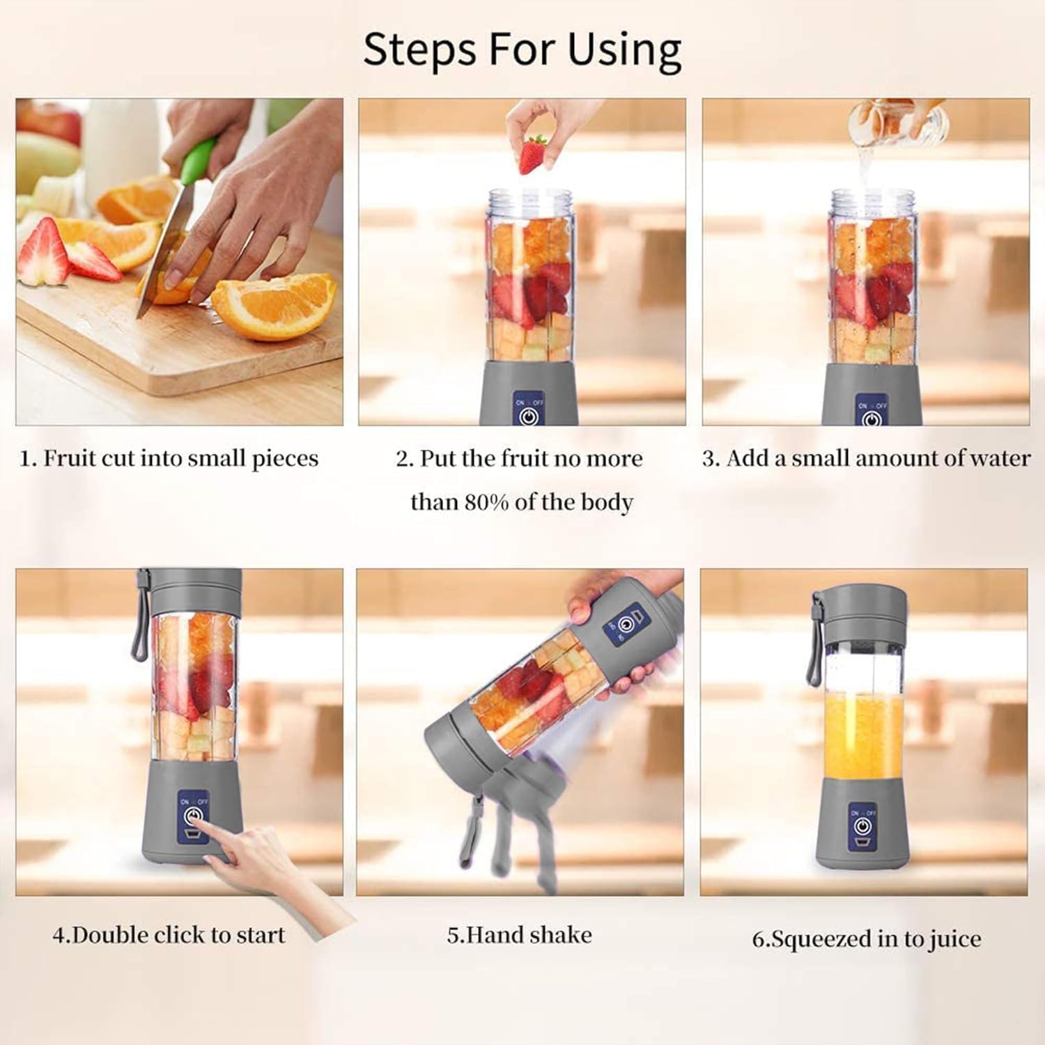 Portable USB Blender (380ml) – Make 12 Shakes per Charge | 50% OFF
