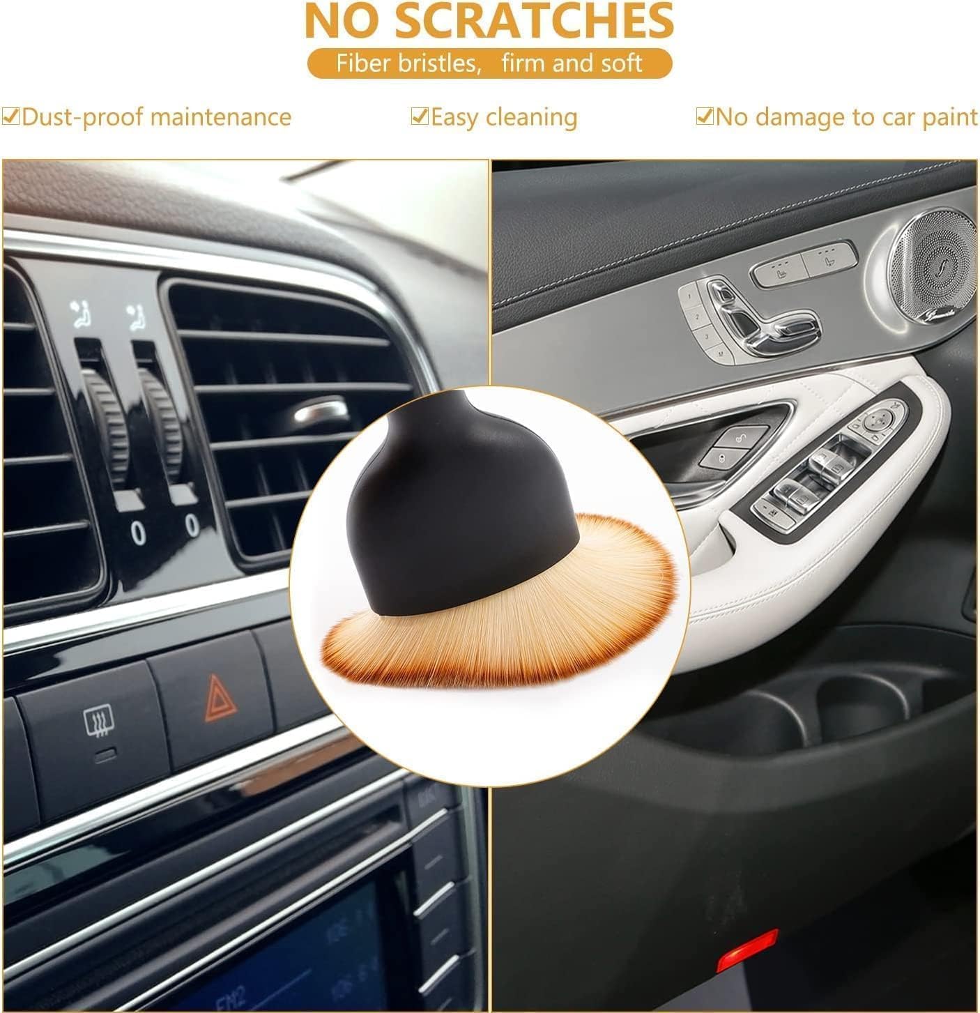 Multipurpose Car Cleaning Brush for AC Vent, Dashboard & Interior | Dual-Head Design | Soft Bristles | Reusable Duster for Bike, Laptop, Keyboard & Home Cleaning