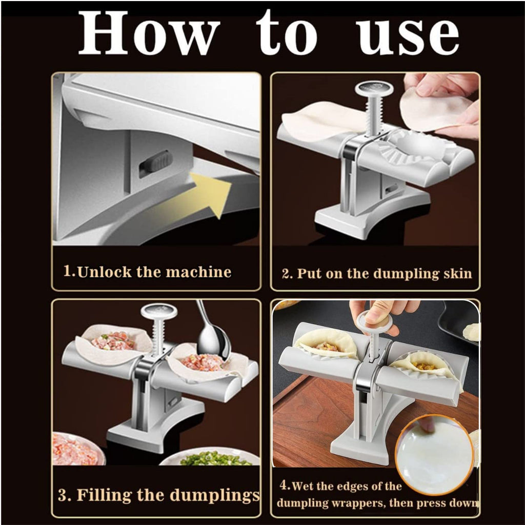 2-in-1 Dumpling Maker Machine – Double Head Momo Press with Accessories | Easy Dumpling Maker