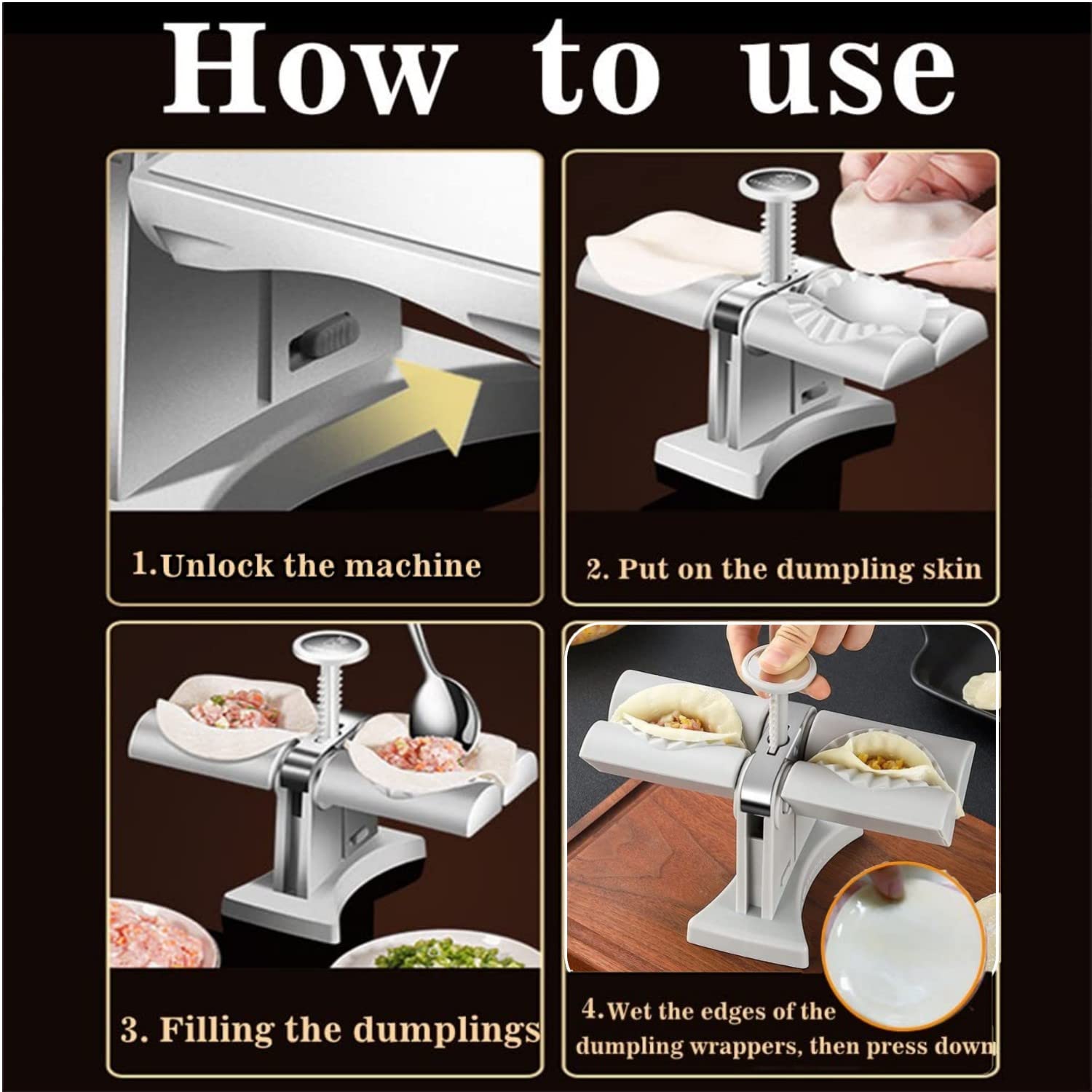 2-in-1 Dumpling Maker Machine – Double Head Momo Press with Accessories | Easy Dumpling Maker