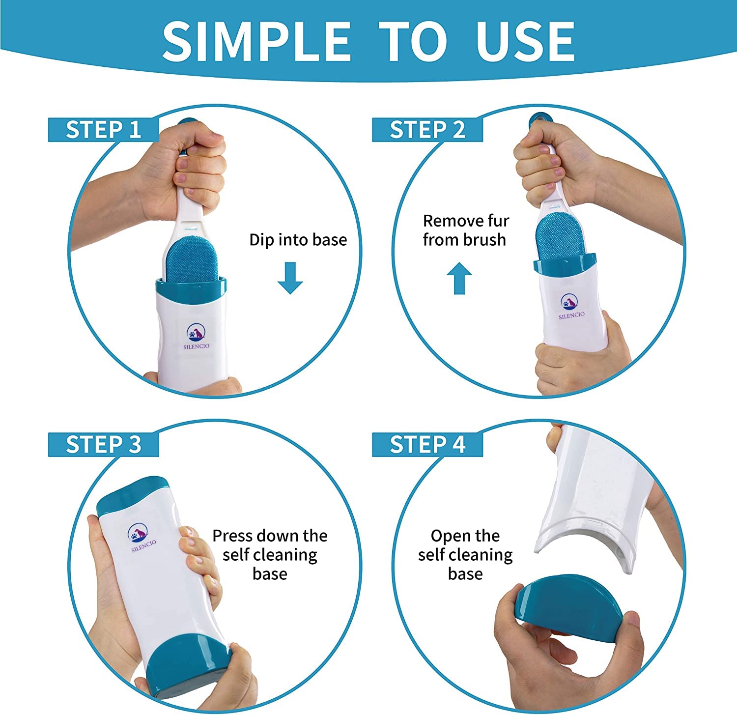 Pet Hair Remover Brush – SILENCIO Double-Sided Fur Remover for Dogs & Cats