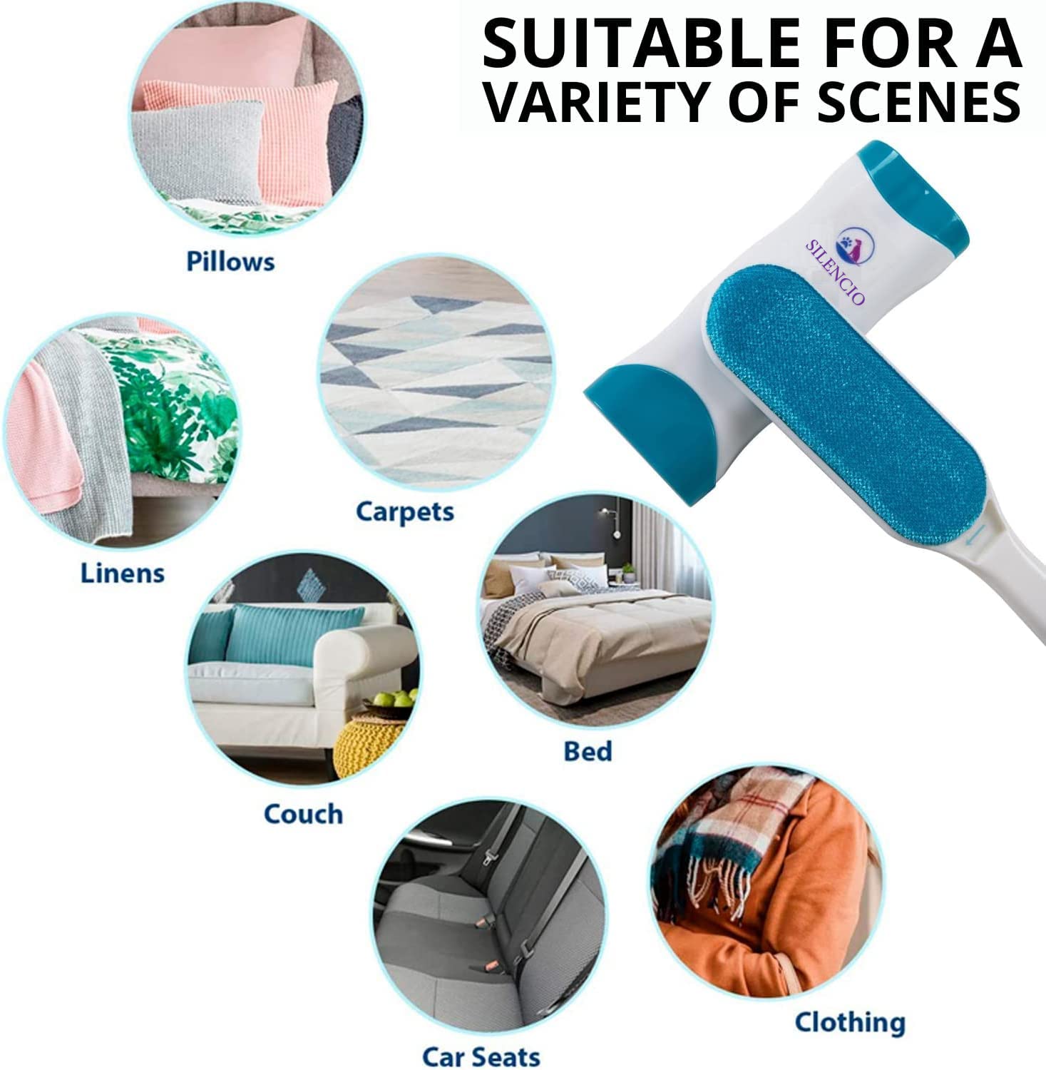 Pet Hair Remover Brush – SILENCIO Double-Sided Fur Remover for Dogs & Cats
