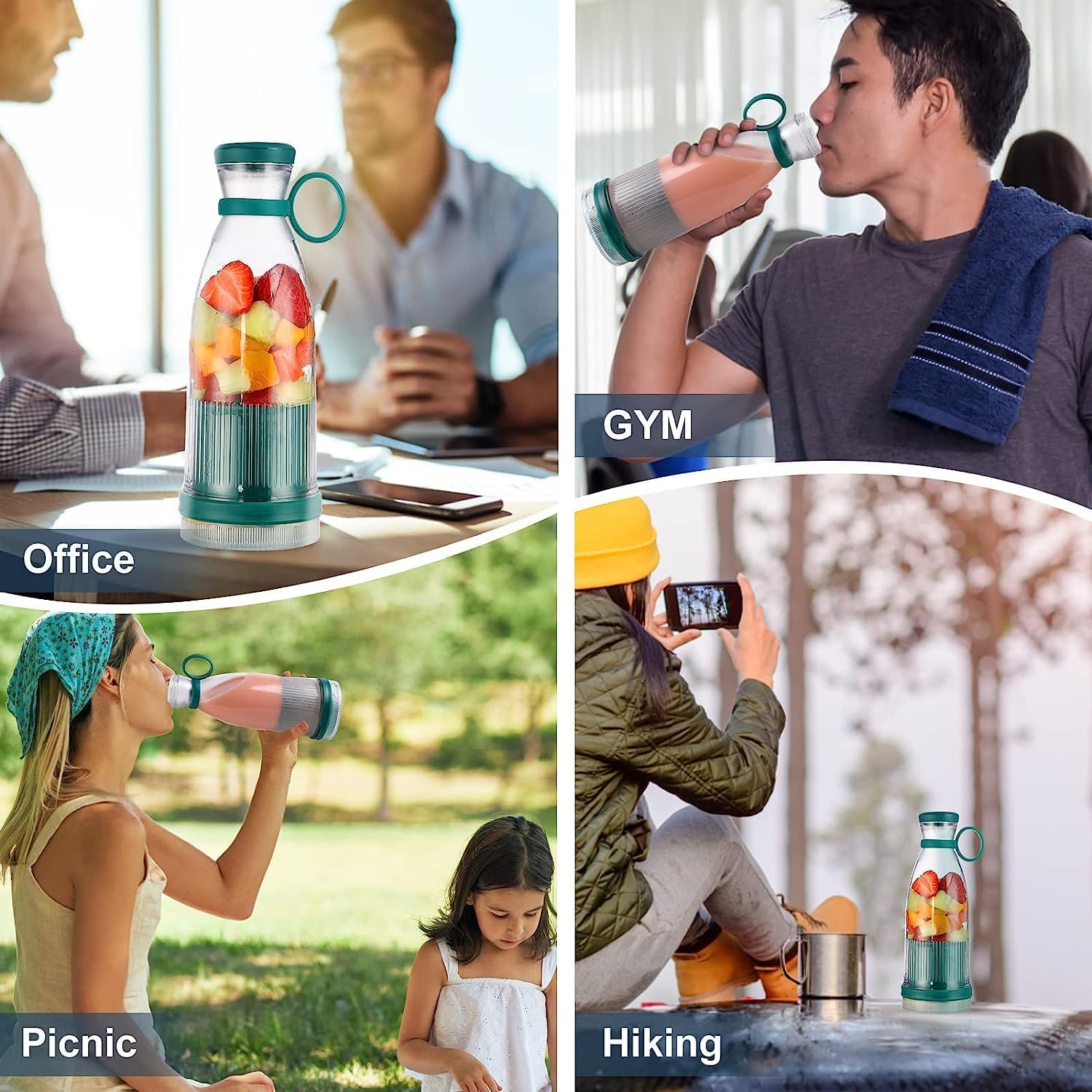 USB Rechargeable Mini Juicer Blender | Portable Electric Juicer Bottle 320ml Glass | 1400mAh Battery (Multicolor)