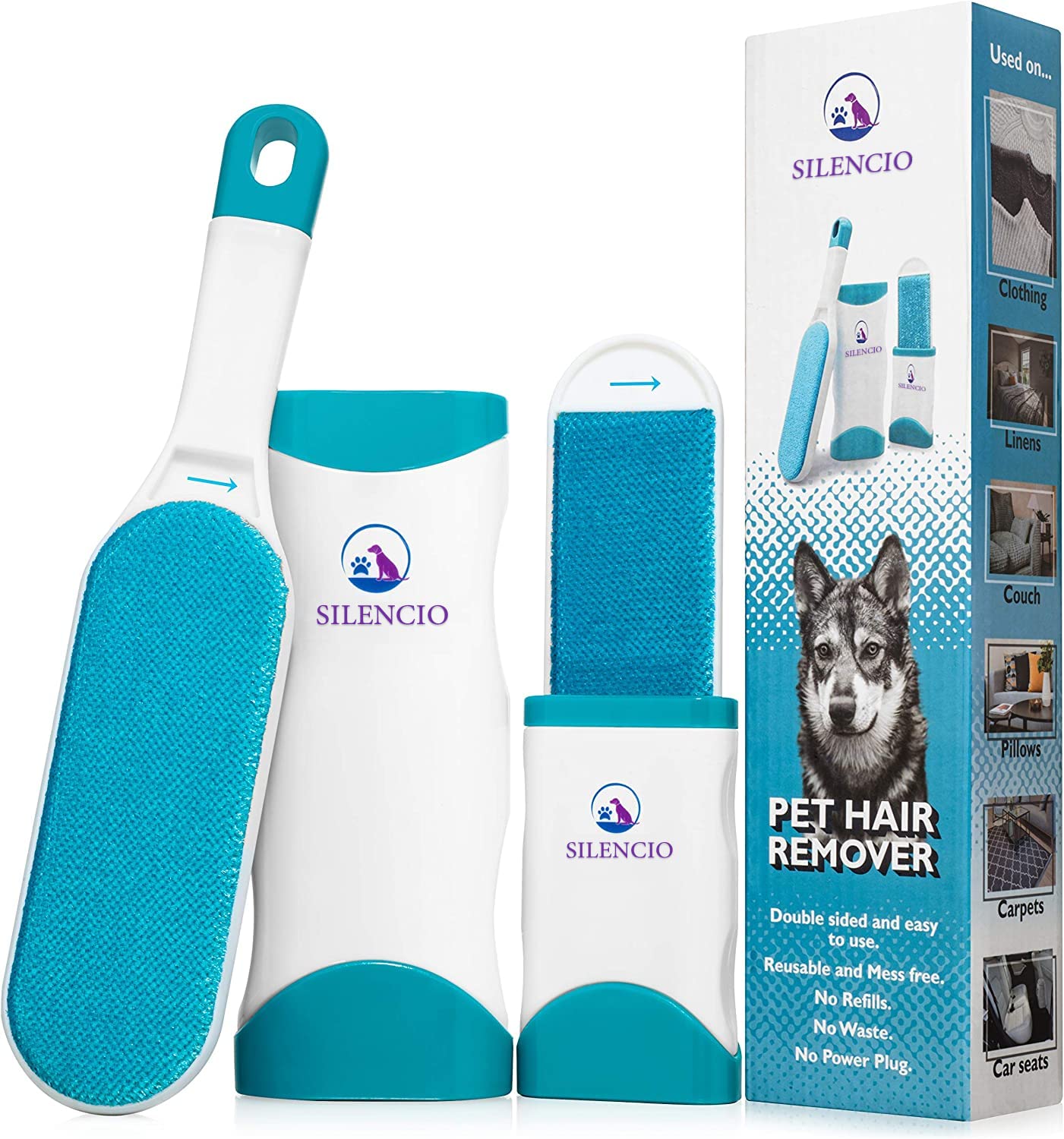 Pet Hair Remover Brush – SILENCIO Double-Sided Fur Remover for Dogs & Cats