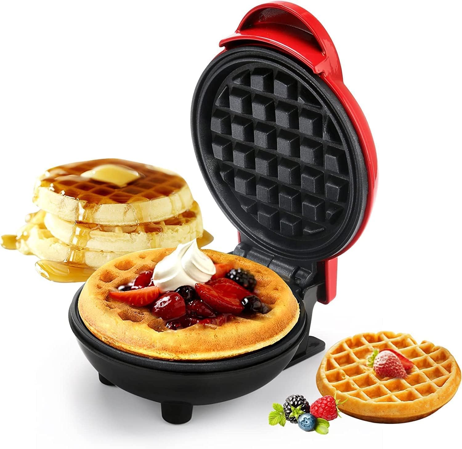 Mini Waffle Maker – Non-Stick Compact Waffle Iron for Homemade Golden Waffles