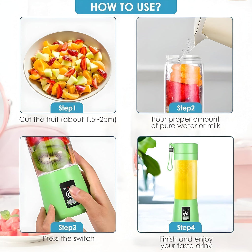 Portable USB Blender (380ml) – Make 12 Shakes per Charge | 50% OFF