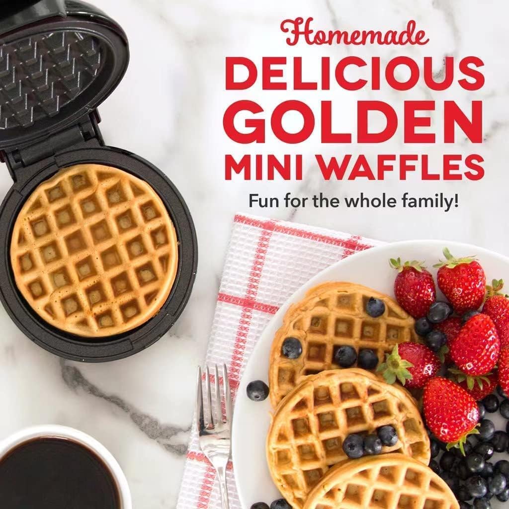 Mini Waffle Maker – Non-Stick Compact Waffle Iron for Homemade Golden Waffles