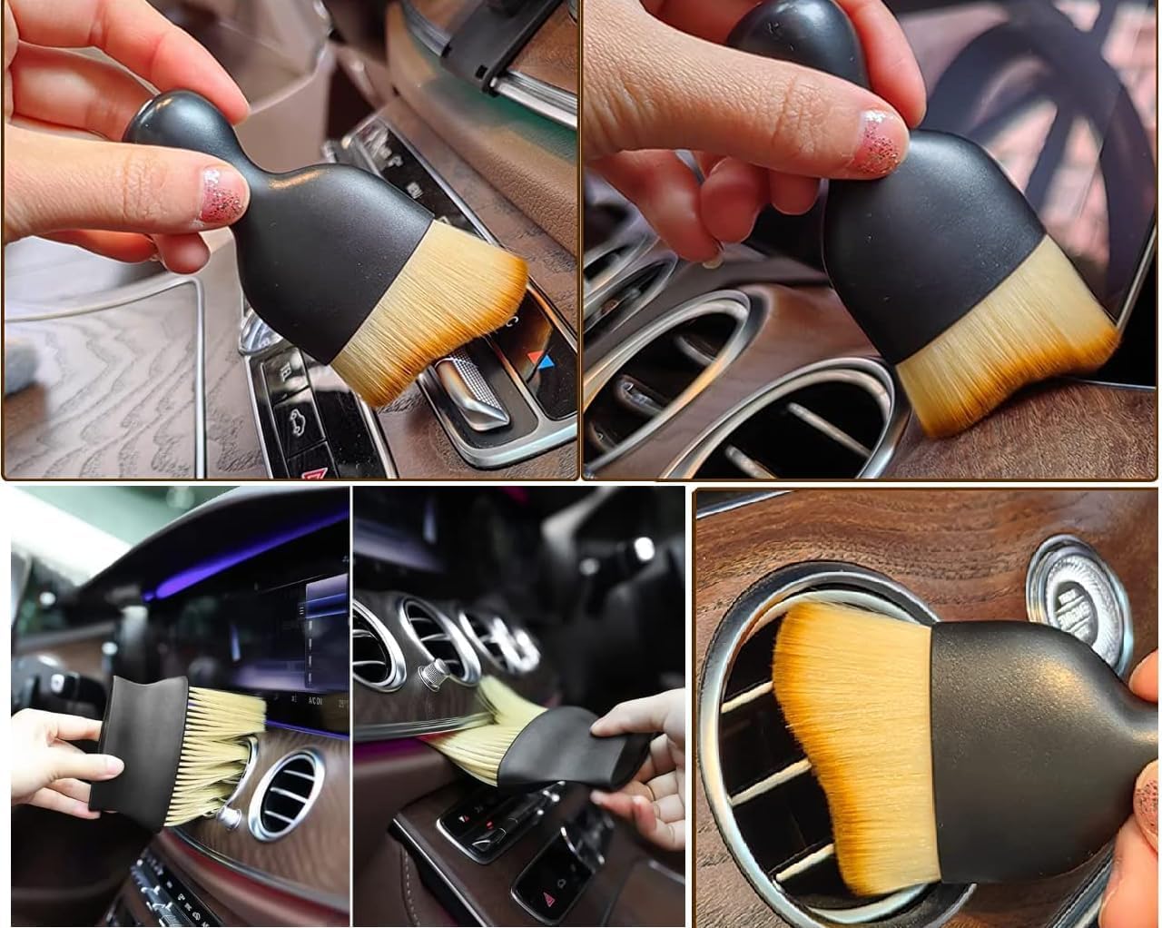Multipurpose Car Cleaning Brush for AC Vent, Dashboard & Interior | Dual-Head Design | Soft Bristles | Reusable Duster for Bike, Laptop, Keyboard & Home Cleaning