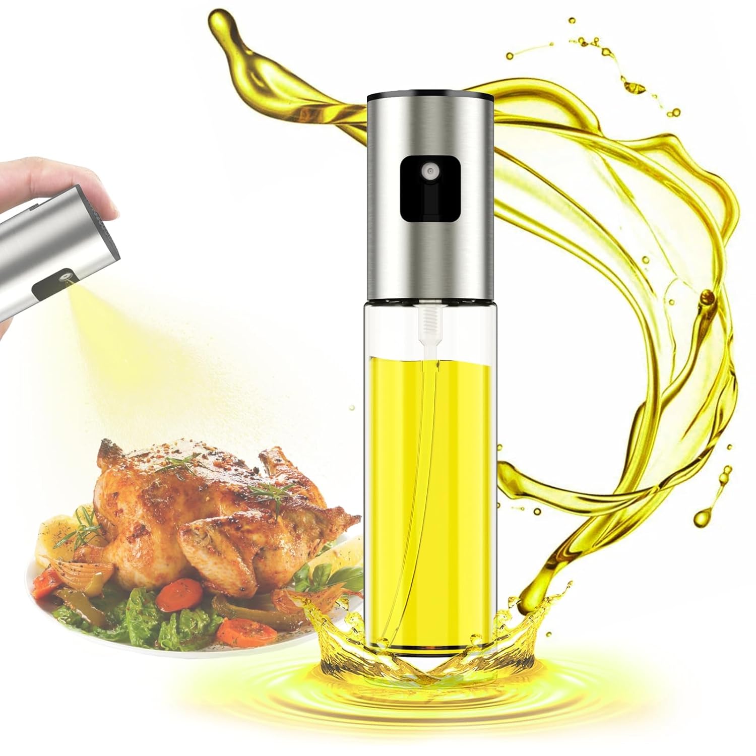 100ML Premium Olive Oil Sprayer for Cooking – Glass Oil Spray Bottle with 304 Stainless Steel