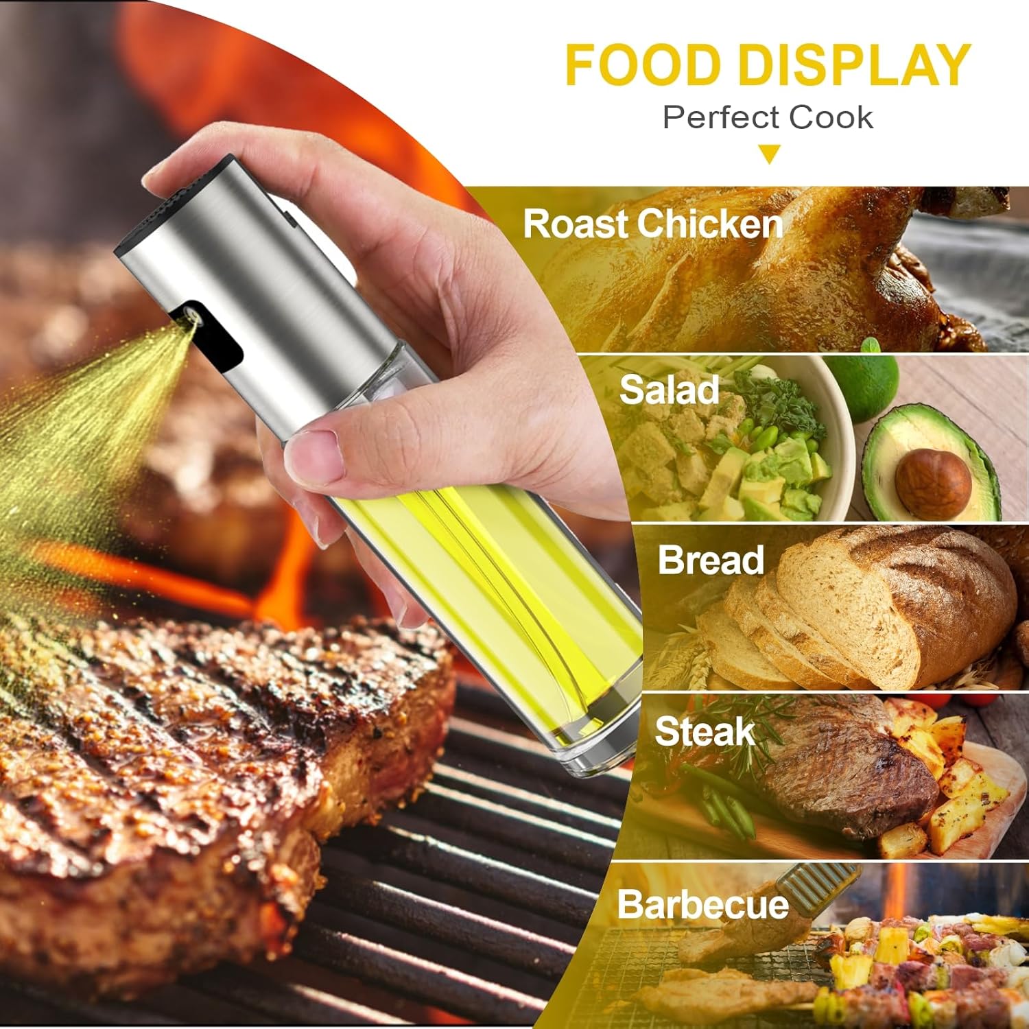 100ML Premium Olive Oil Sprayer for Cooking – Glass Oil Spray Bottle with 304 Stainless Steel